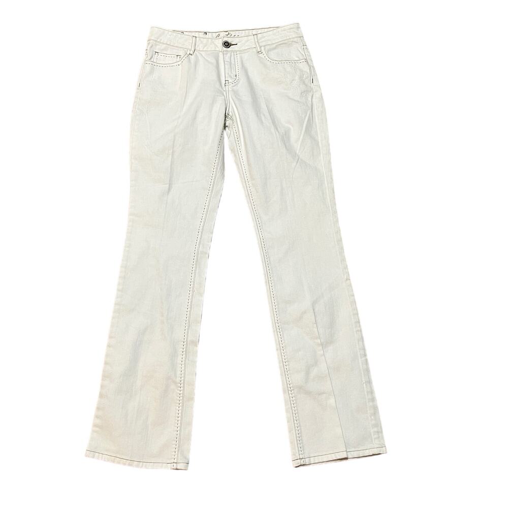 Cartise White Jeans Women's US 8 Stretchy Straight Leg Cotton Tan Stitch W31 L33